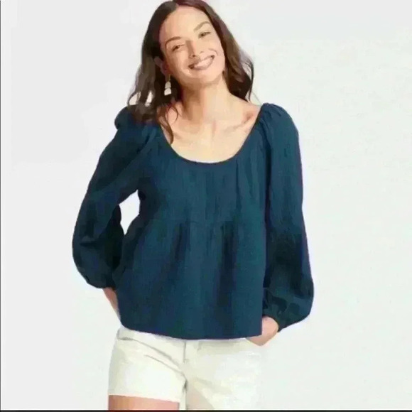 Universal Thread Blue Square neck Top - Picture 4 of 4